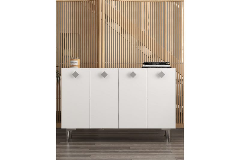 Sylas Konsolbord 120x120 cm - Hvid/Sølv - Møbler - Borde - Aflastningsbord - Entrébord