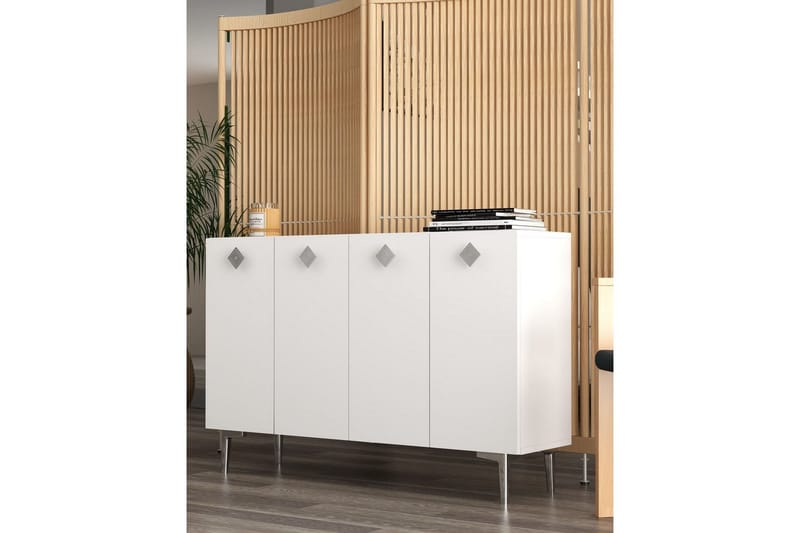 Sylas Konsolbord 120x120 cm - Hvid/Sølv - Møbler - Borde - Aflastningsbord - Entrébord