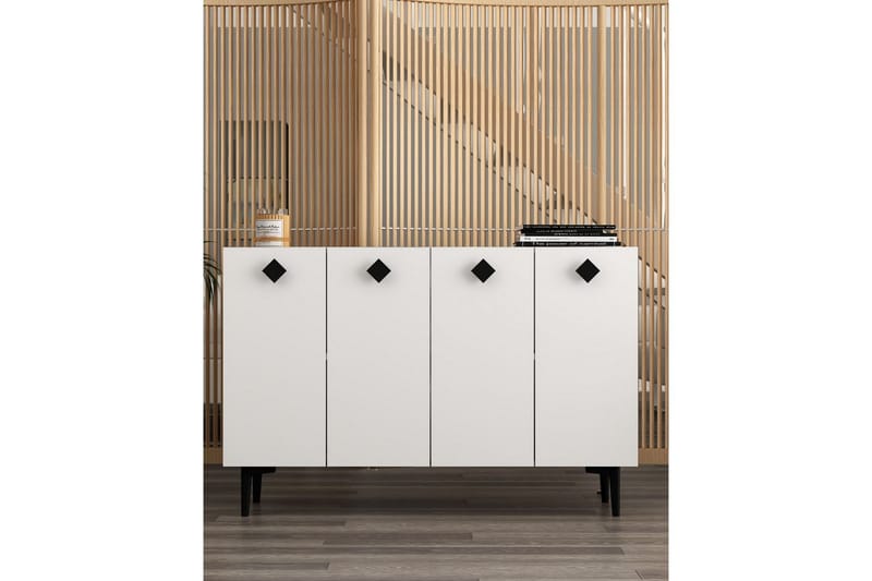 Sylas Konsolbord 120x120 cm - Hvid/Sort - Møbler - Borde - Aflastningsbord - Entrébord