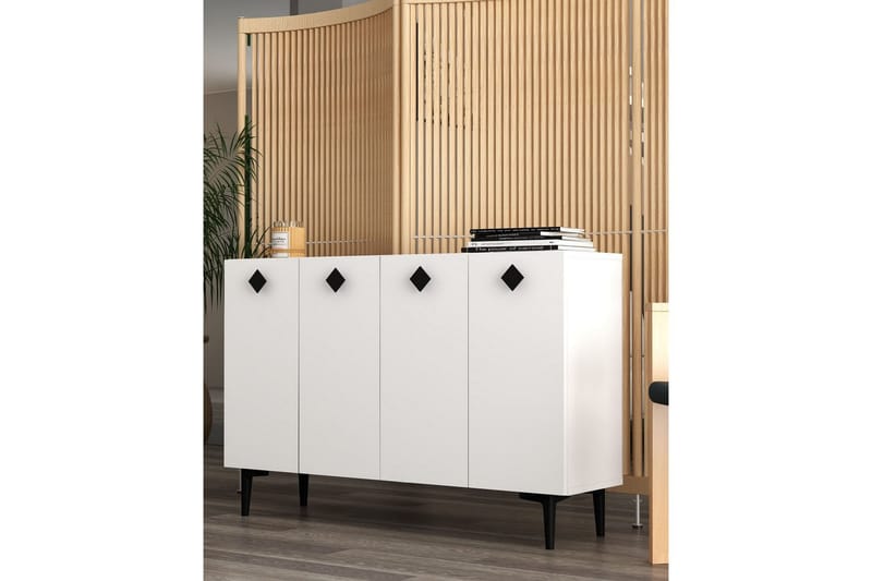 Sylas Konsolbord 120x120 cm - Hvid/Sort - Møbler - Borde - Aflastningsbord - Entrébord