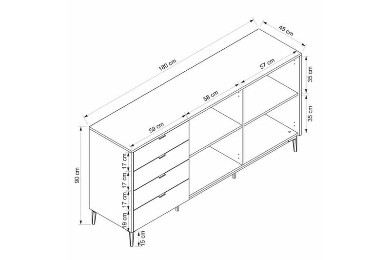 Tarnen Konsolbord 180 cm - Sort/Sand/Hvid - Møbler - Borde - Aflastningsbord - Entrébord