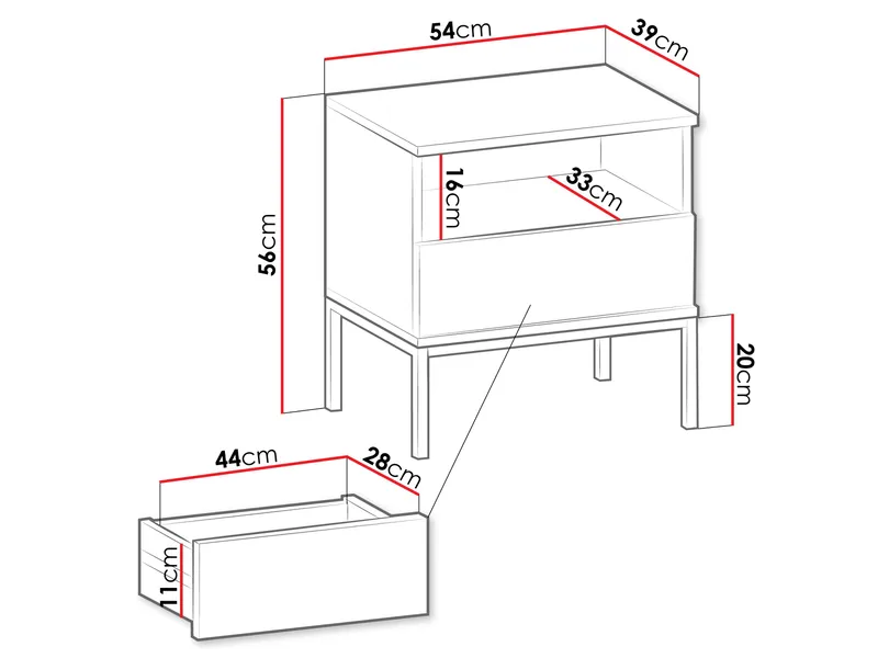 Tenorio Natbord 54 cm - Beige - Møbler - Borde - Aflastningsbord - Sengebord