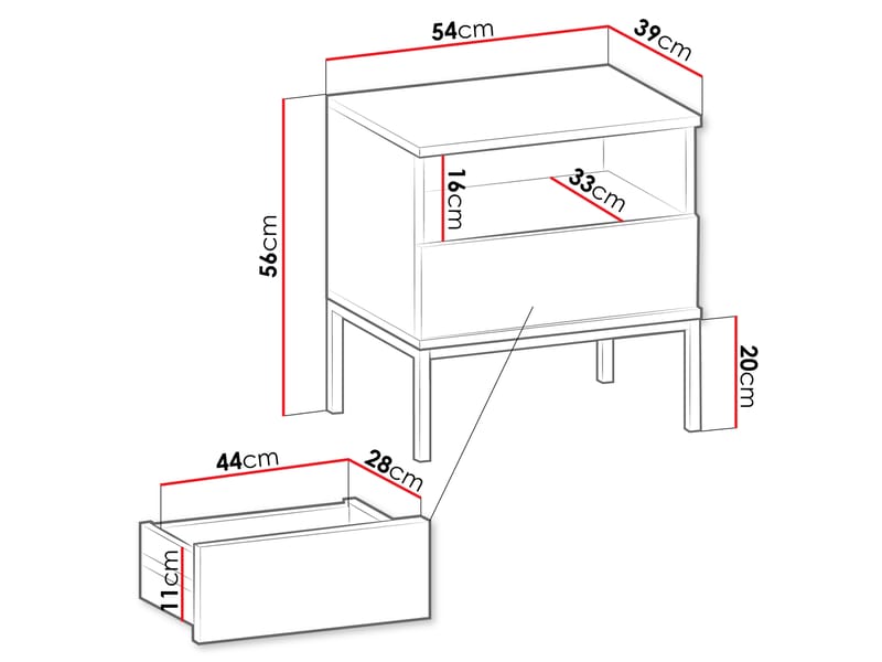 Tenorio Natbord 54 cm - Beige - Møbler - Borde - Aflastningsbord - Sengebord