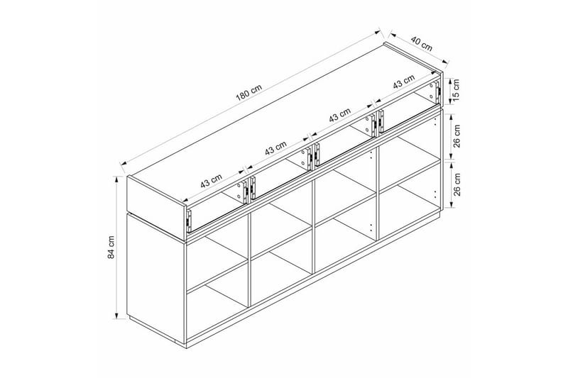 Tolwin Konsolbord 180 cm - Sort/Hvid - Møbler - Borde - Aflastningsbord - Entrébord