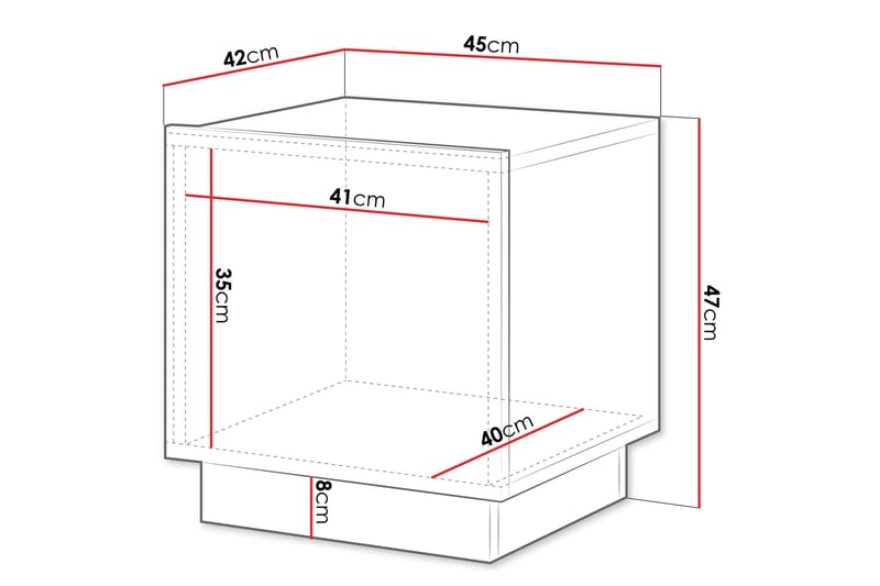 Torvalen Sängbord 45 cm - Hvid - Møbler - Borde - Aflastningsbord - Sengebord