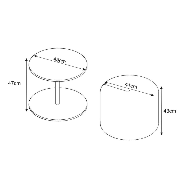 Torven Sæt med sideborde 43x47x43 cm - Hvid - Møbler - Borde - Aflastningsbord - Lampebord