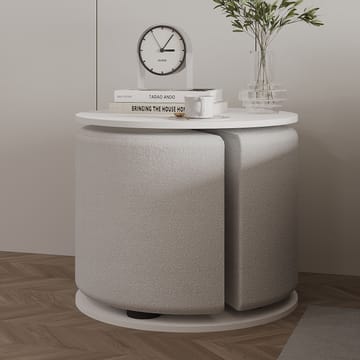 Torven Sæt med sideborde 43x47x43 cm - Hvid - Møbler - Borde - Aflastningsbord - Lampebord