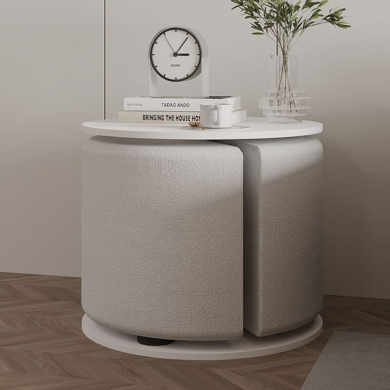 Torven Sæt med sideborde 43x47x43 cm - Hvid - Møbler - Borde - Aflastningsbord - Lampebord