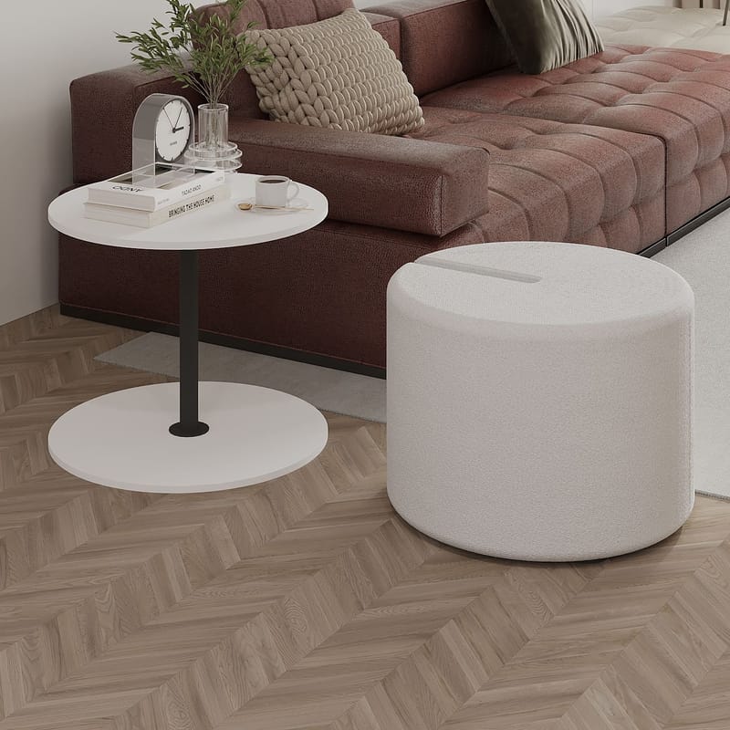 Torven Sæt med sideborde 43x47x43 cm - Hvid - Møbler - Borde - Aflastningsbord - Lampebord