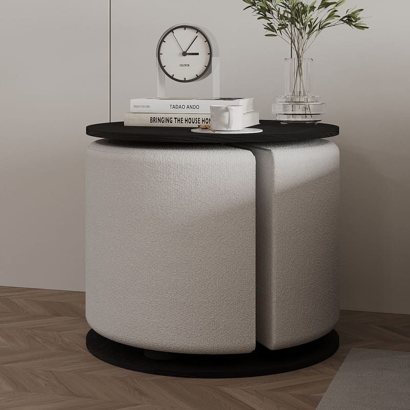 Torven Sæt med sideborde 43x47x43 cm - Sort - Møbler - Borde - Aflastningsbord - Lampebord