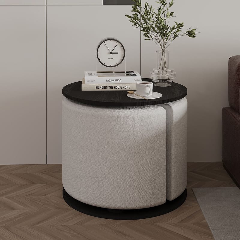 Torven Sæt med sideborde 43x47x43 cm - Sort - Møbler - Borde - Aflastningsbord - Lampebord