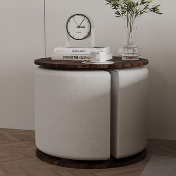 Torven Sæt med sideborde 43x47x43 cm - Valnød - Møbler - Borde - Aflastningsbord - Lampebord