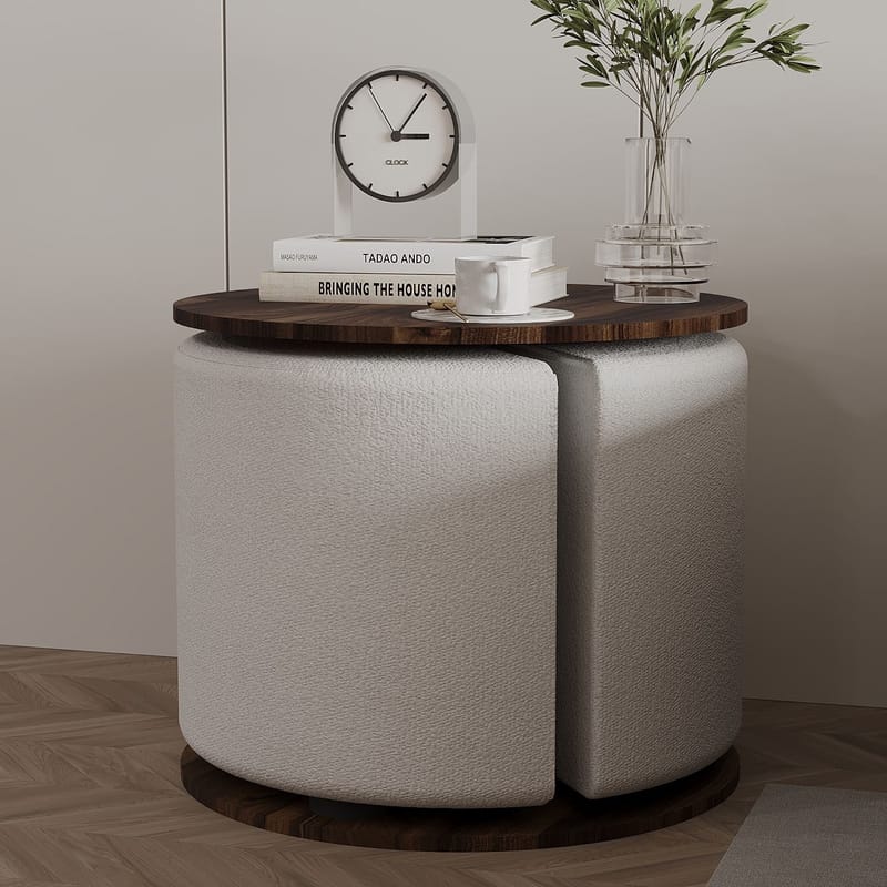 Torven Sæt med sideborde 43x47x43 cm - Valnød - Møbler - Borde - Aflastningsbord - Lampebord