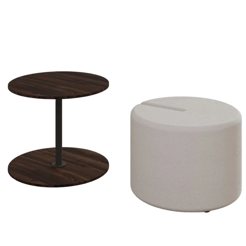 Torven Sæt med sideborde 43x47x43 cm - Valnød - Møbler - Borde - Aflastningsbord - Lampebord