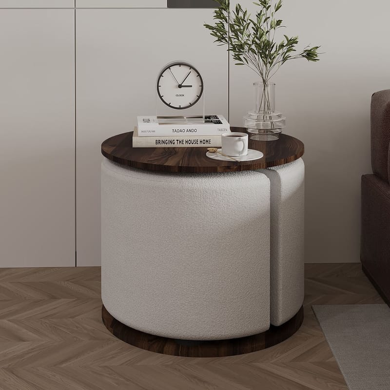 Torven Sæt med sideborde 43x47x43 cm - Valnød - Møbler - Borde - Aflastningsbord - Lampebord