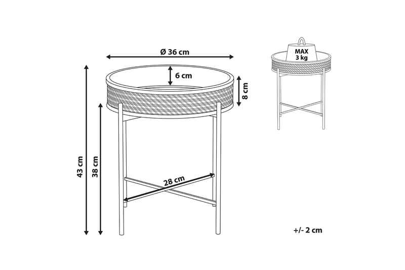 Tulbing Sidebord 36 cm - Natur/Beige/Sort - Møbler - Borde - Aflastningsbord - Lampebord