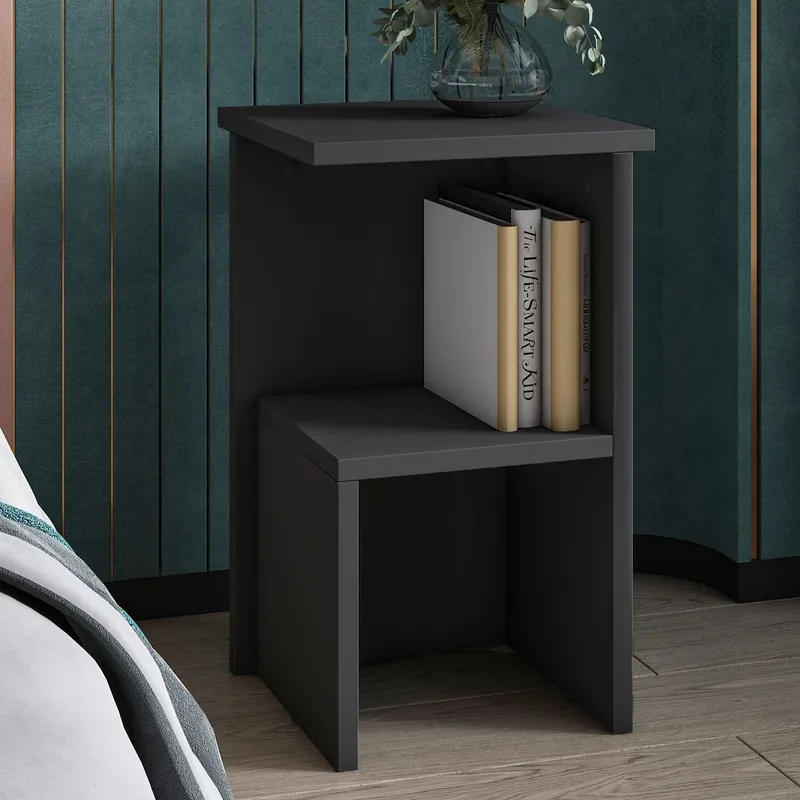 Tunel Natbord 29,6x50x29,6 cm - Antracit - Møbler - Borde - Aflastningsbord - Sengebord