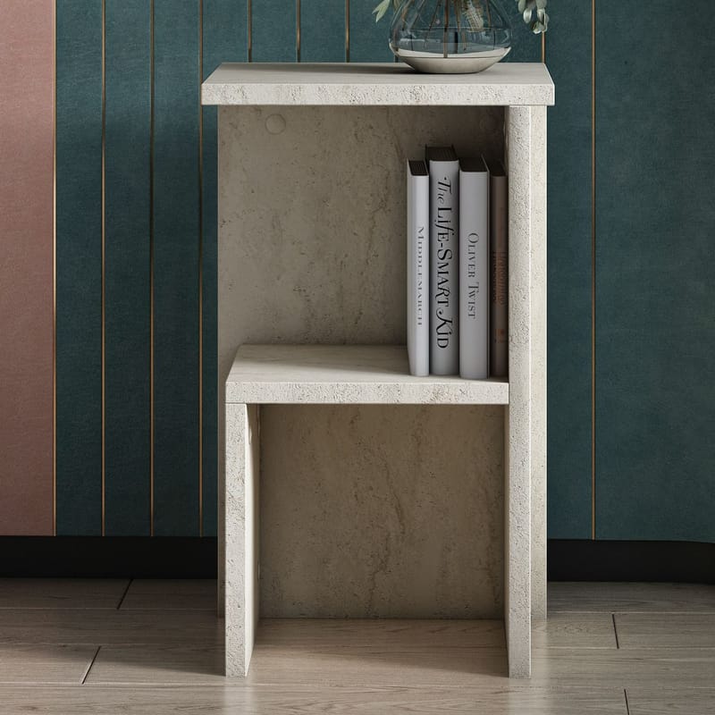 Tunel Natbord 29,6x50x29,6 cm - Travertin - Møbler - Borde - Aflastningsbord - Sengebord