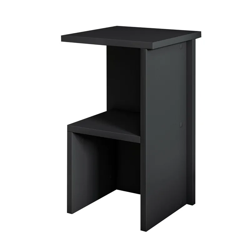 Tunel Sengebord 30 cm, Opbevaring med Hylde, Antracit