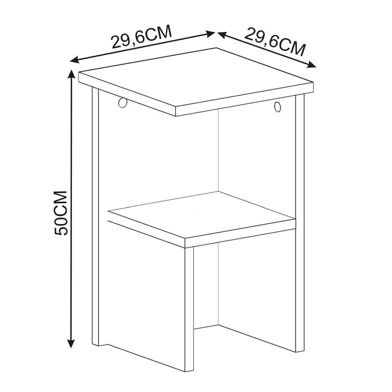 Tunel Sengebord 30 cm, Opbevaring med Hylde - Antracit - Møbler - Borde - Aflastningsbord - Sengebord