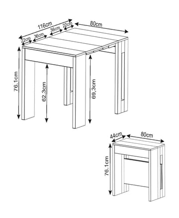 Udtrækkeligt konsolbord Homitis Nivo (80 x 76,1 x 44 cm) Sort træ - Møbler - Borde - Aflastningsbord - Entrébord