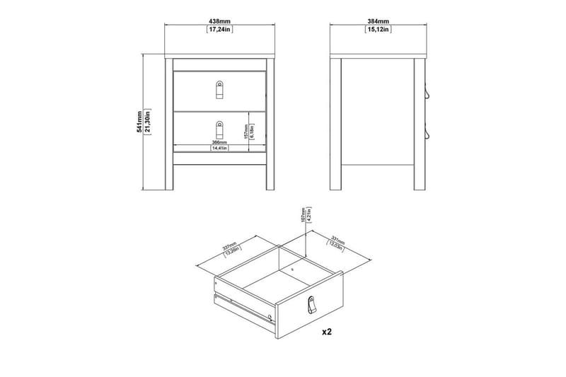 Vallvidera Natbord 44 cm - Beige - Møbler - Borde - Aflastningsbord - Sengebord