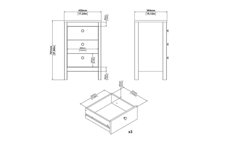 Vallvidera Natbord 44 cm - Beige - Møbler - Borde - Aflastningsbord - Sengebord