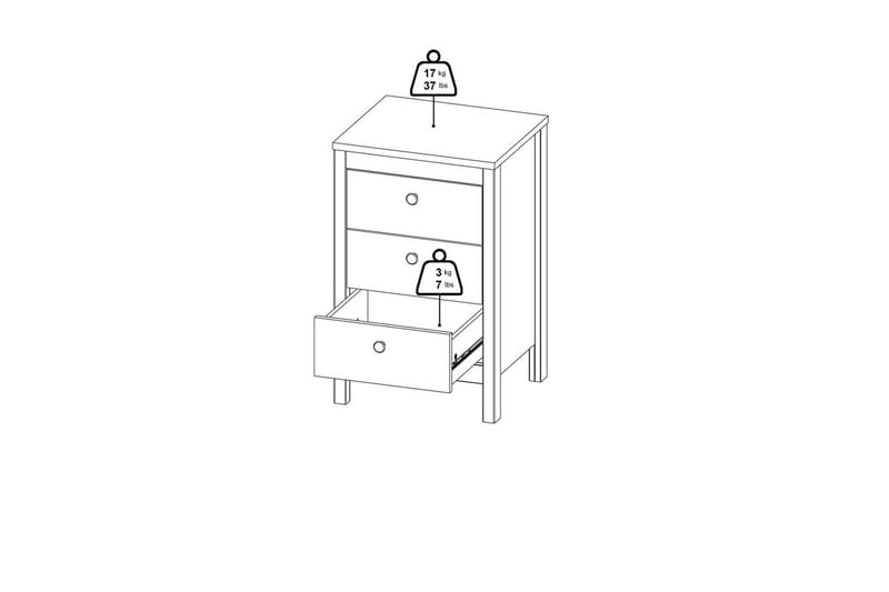 Vallvidera Natbord 44 cm - Beige - Møbler - Borde - Aflastningsbord - Sengebord