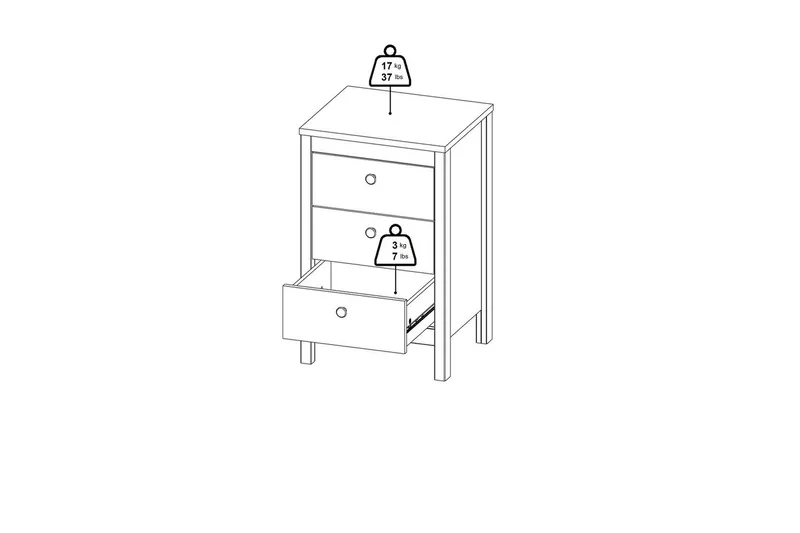 Vallvidera Natbord 44 cm - Beige - Møbler - Borde - Aflastningsbord - Sengebord
