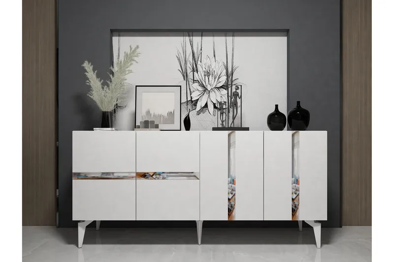 Vania Konsolbord 150 cm - Hvid/Sølv - Møbler - Borde - Aflastningsbord - Entrébord