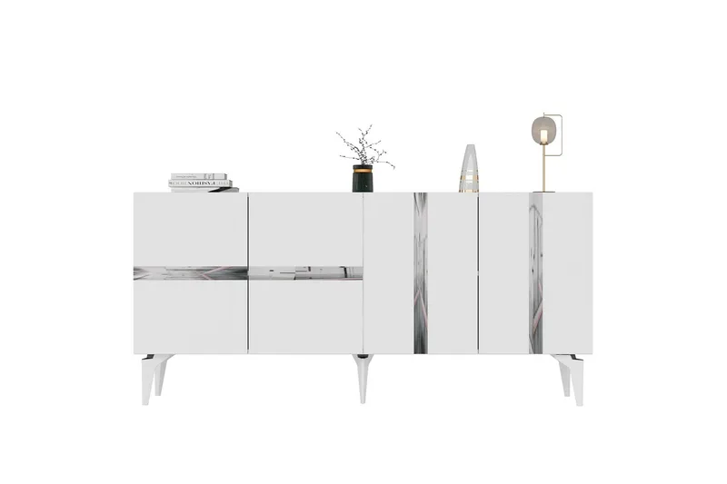 Vania Konsolbord 150 cm, Hvid/Sølv