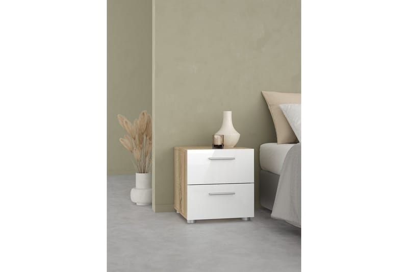 Vansu Natbord 40 cm - Hvid/Natur - Møbler - Borde - Aflastningsbord - Sengebord