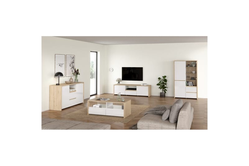Varun Konsolbord 100 cm - Hvid/Natur - Møbler - Borde - Aflastningsbord - Entrébord