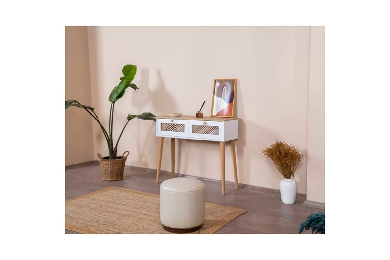 Velin Konsolbord 95 cm - Mellemfarvet træ/Hvid - Møbler - Borde - Aflastningsbord - Entrébord