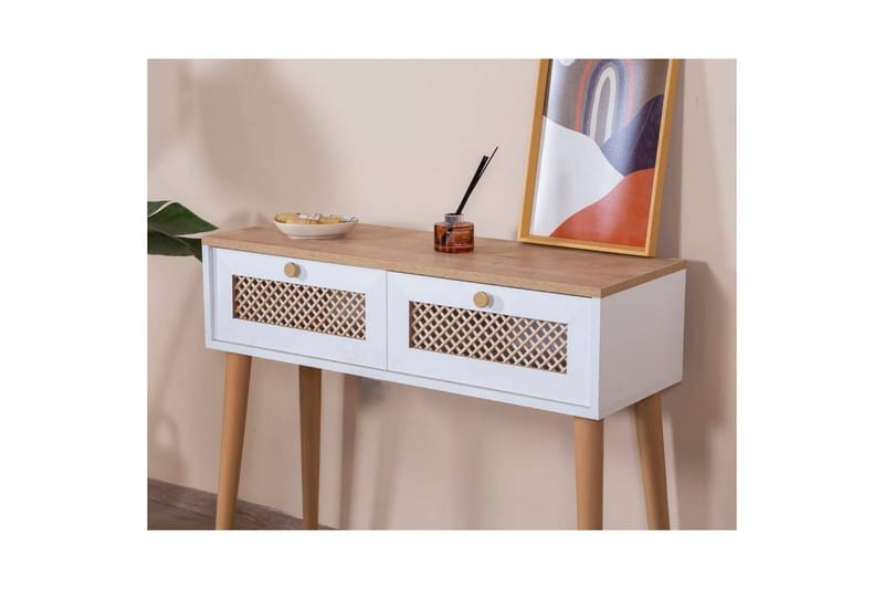 Velin Konsolbord 95 cm - Mellemfarvet træ/Hvid - Møbler - Borde - Aflastningsbord - Entrébord