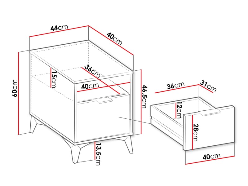 Vemdalen Sengebord 44 cm - brun - Møbler - Borde - Aflastningsbord - Sengebord