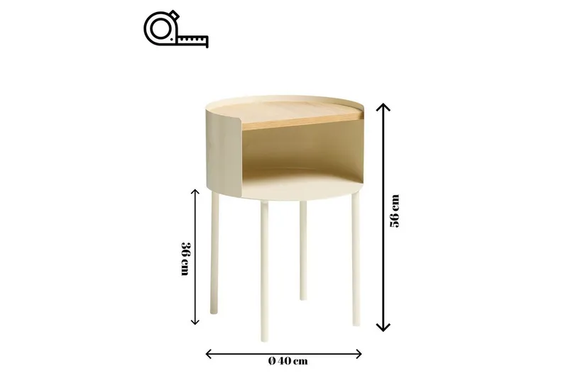 Veyric Sidebord 40 cm - Creme - Møbler - Borde - Aflastningsbord - Lampebord