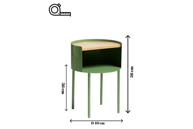 Veyric Sidebord 40 cm - Grøn - Møbler - Borde - Aflastningsbord - Lampebord