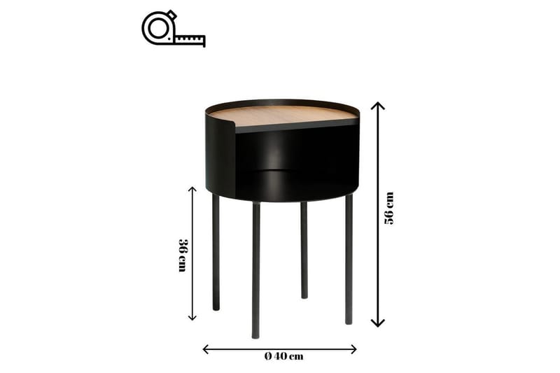 Veyric Sidebord 40 cm - Sort - Møbler - Borde - Aflastningsbord - Lampebord