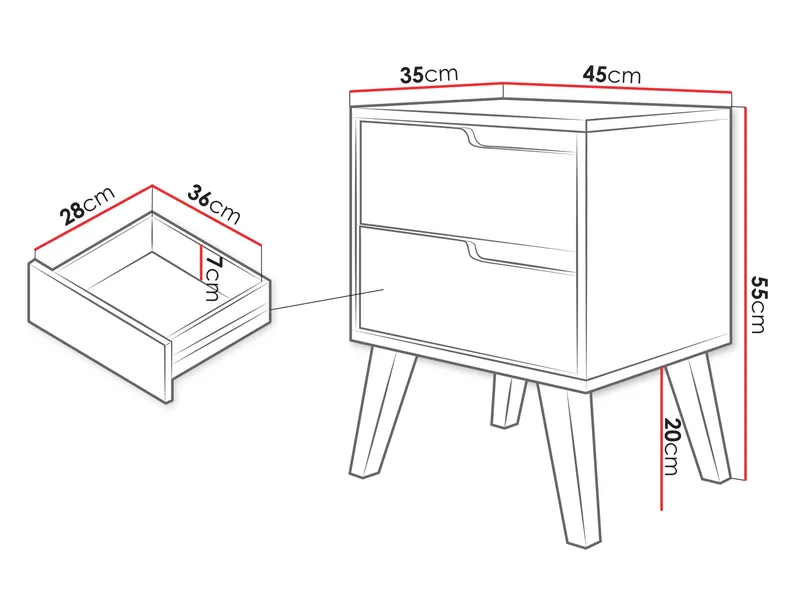 Virello Natbord 45 cm - beige - Møbler - Borde - Aflastningsbord - Sengebord