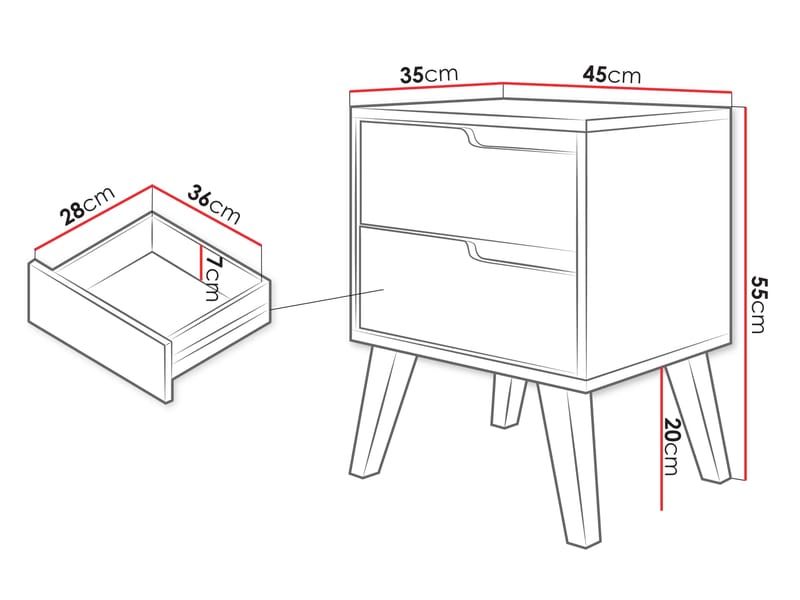 Virello Natbord 45 cm - beige - Møbler - Borde - Aflastningsbord - Sengebord