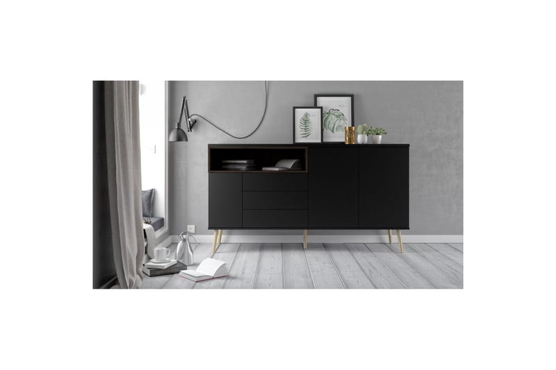 Virender Konsolbord 176 cm - Sort/Natur - Møbler - Borde - Aflastningsbord - Entrébord