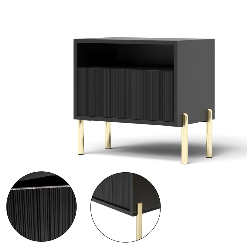 Virmani Natbord 47 cm - Sort - Møbler - Borde - Aflastningsbord - Sengebord