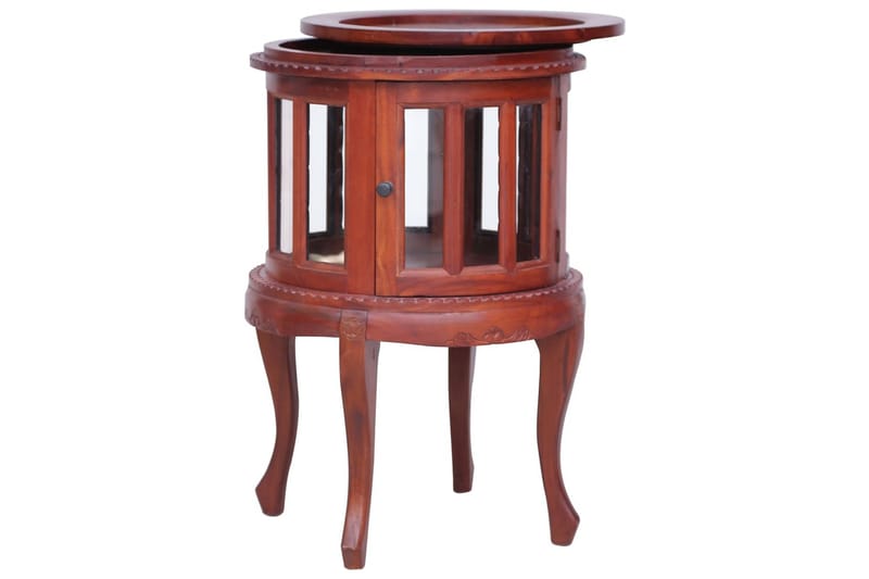 Vitrineskab 50 x 50 x 76 cm massivt mahognitræ brun - Brun - Lampebord - Bakkebord & små borde