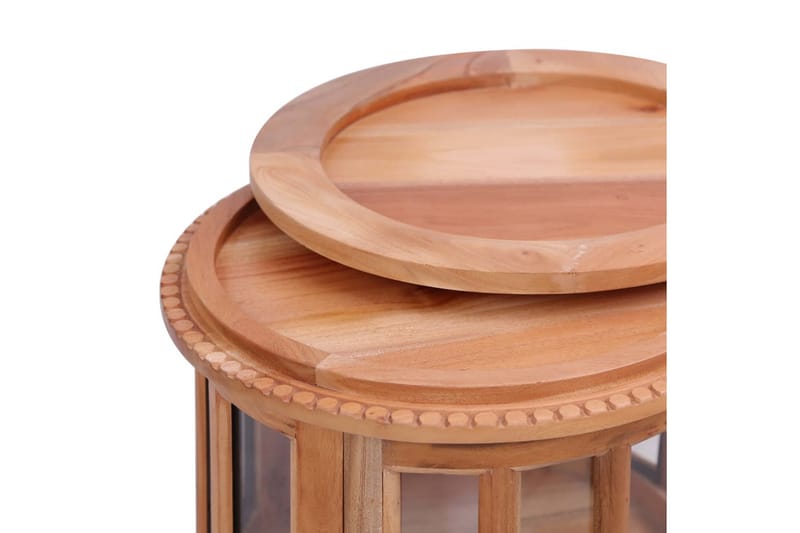 Vitrineskab 50 x 50 x 76 cm massivt mahognitræ natur - Brun - Lampebord - Bakkebord & små borde