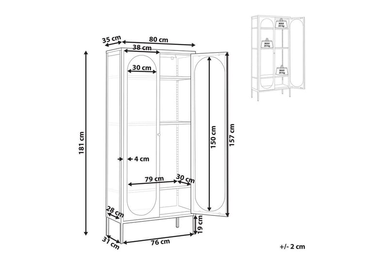Vitrineskab Foxton - Opbevaring - Skab - Vitrineskabe