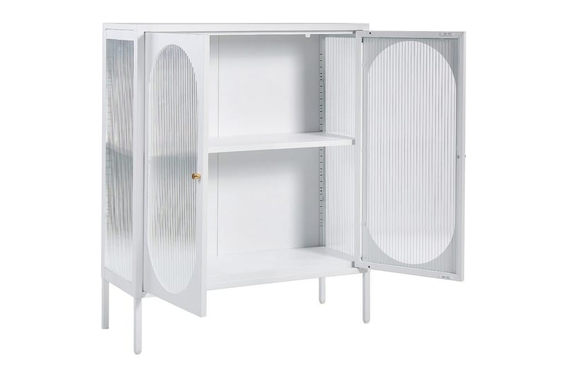 Vitrineskab Sarre Hvid, guld - Hvid, guld - Opbevaring - Skab - Vitrineskabe