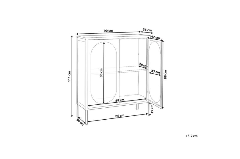 Vitrineskab Sarre Hvid, guld - Hvid, guld - Opbevaring - Skab - Vitrineskabe