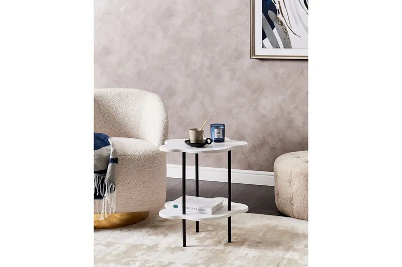 Yokley Sidebord 48 cm - Hvid/Sort - Møbler - Borde - Aflastningsbord - Lampebord