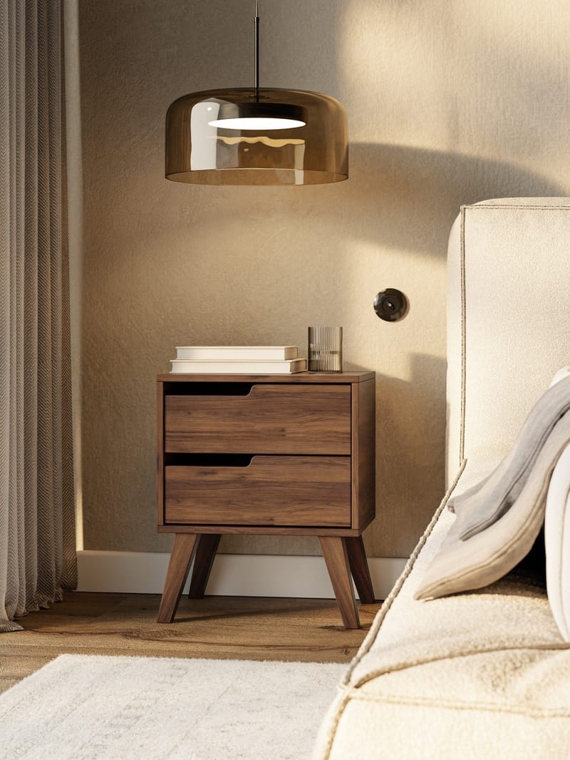 Zelto Sengebord 45 cm Venstre - Warmia valnød (valnødfarvet trætone) - Møbler - Borde - Aflastningsbord - Sengebord